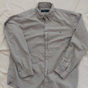 Ralph Lauren XL Mens button down cotton long sleeve solid Blue shirt pony